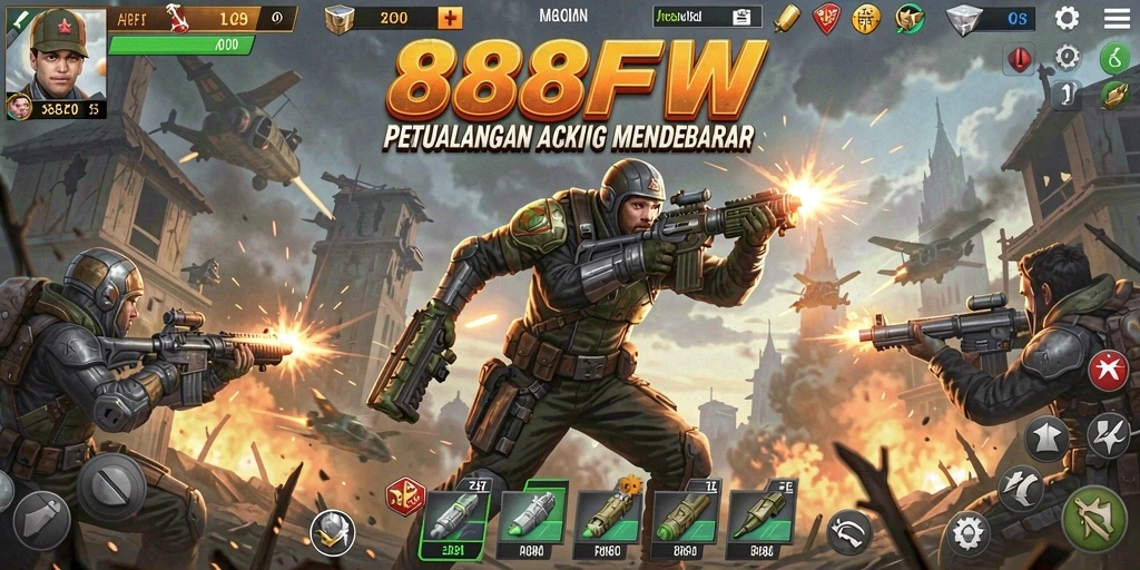 Tampilan gameplay penuh aksi di 888FW yang menakjubkan.