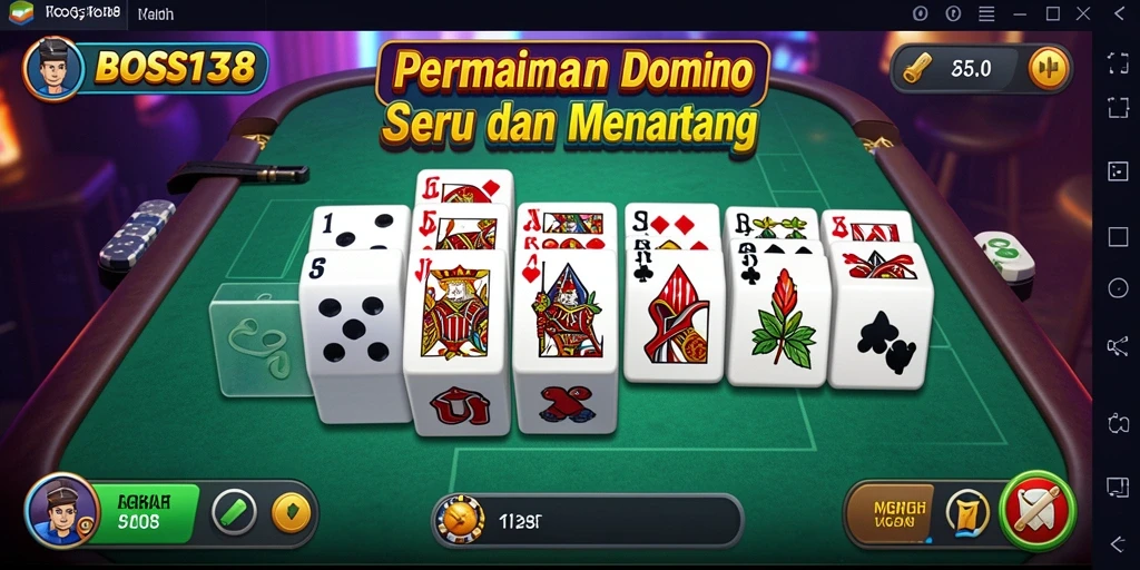 Tampilan gameplay seru dalam game Domino BOS138.