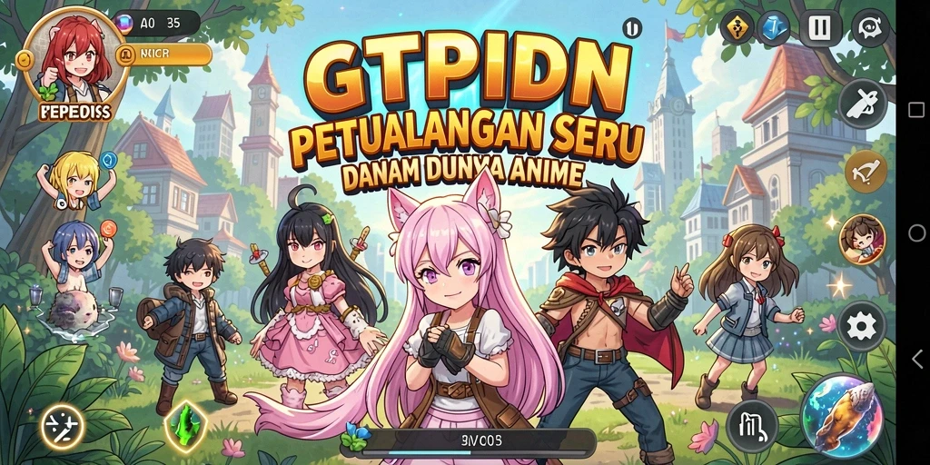 Tangkapan layar menampilkan karakter anime dalam aksi seru di GTPIDN.