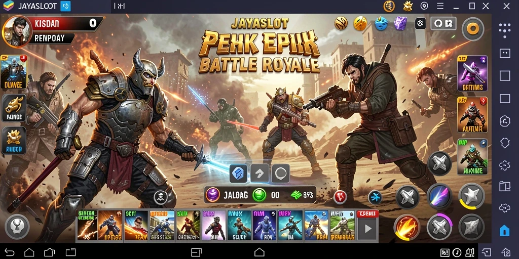 Screenshot gameplay <strong>JAYASLOT</strong> menampilkan aksi seru dalam pertempuran Battle Royale.