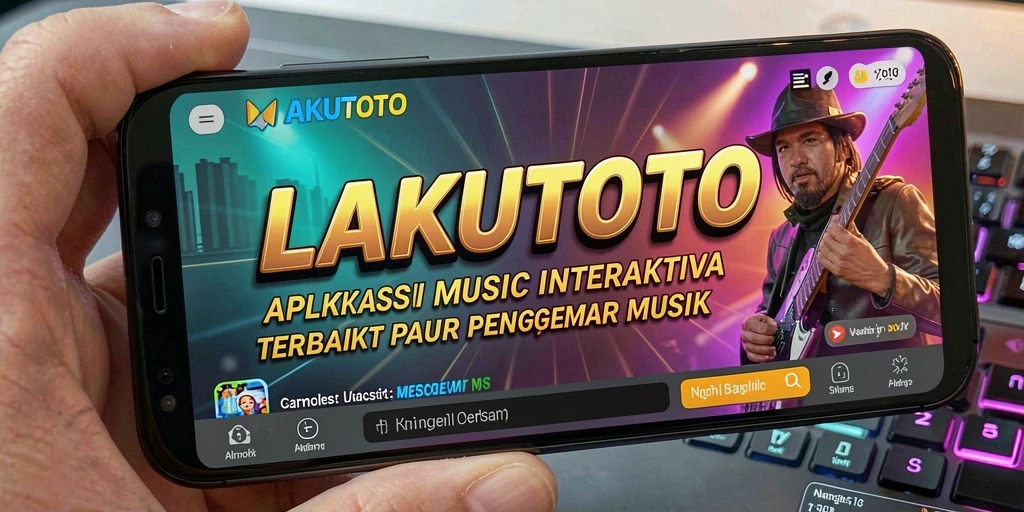 Screenshot utama LAKUTOTO menunjukkan pengguna menikmati musik dengan penuh energi.