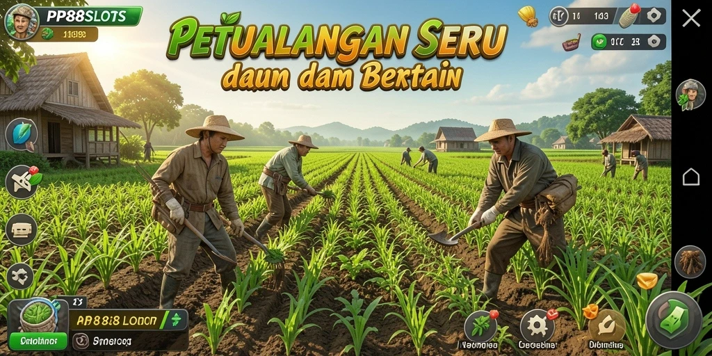 Tampilan gameplay seru di PP88SLOTS dengan elemen pertanian.