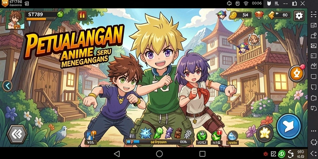 Tangkapan layar menunjukkan Sebuah pertempuran seru dalam game Anime ST789.